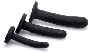 Trintiy Strap On Silicone 3 Piece Dildo Set Black