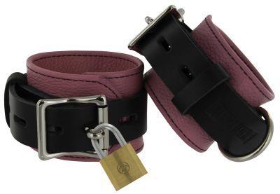 Strict Leather Pink Black Deluxe Locking Wrist Cuffs