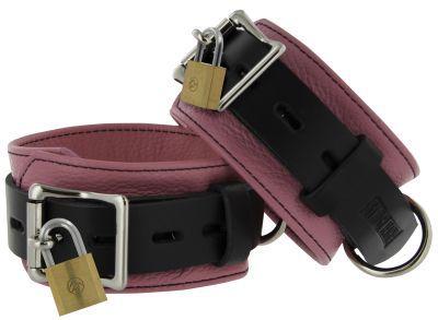 Strict Leather Pink Black Deluxe Locking Wrist Cuffs