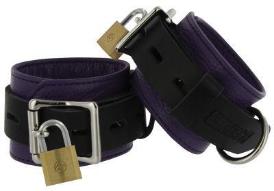 Strict Leather Purple Black Deluxe Locking Wrist Cuffs