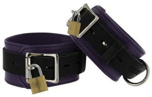 Strict Leather Purple Black Deluxe Locking Wrist Cuffs