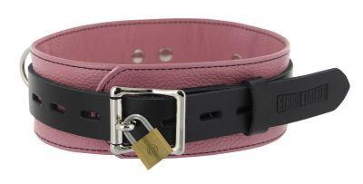 Strict Leather Deluxe Locking Collar Pink And Black