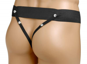 Hollow Silicone Strap On Dildo With Elastic Straps Black
