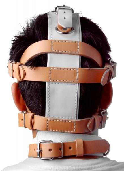 White And Tan Hospital Style Leather Muzzle