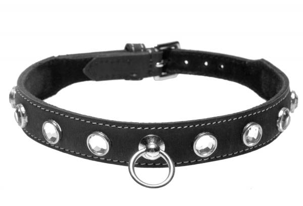 Leather Rhinestone Collar Diamond