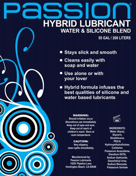 Passion Water And Silicone Blend Hybrid Lubricant 55 Gallon