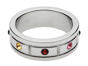 Multi Colored Gem Accented Cock Ring 1.95 Inches