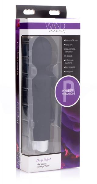 Deep Velvet 18 X Silicone Massage Wand Black