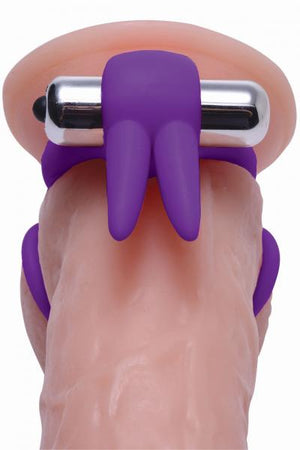 Throbbin Hopper Vibrating Cock And Ball Ring Purple