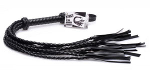 8 Tail Braided Flogger Black Leather