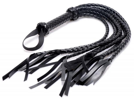 8 Tail Braided Flogger Black Leather