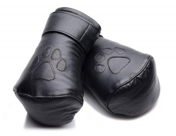 Strict Leather Padded Puppy Mitts Black