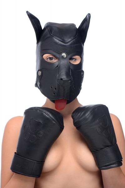 Strict Leather Padded Puppy Mitts Black