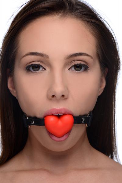 Heart Beat Silicone Heart Shaped Mouth Gag Red