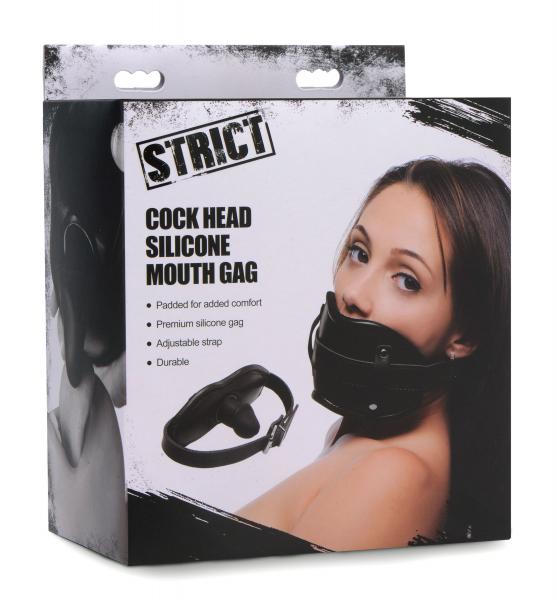 Strict Cock Head Silicone Mouth Gag Black