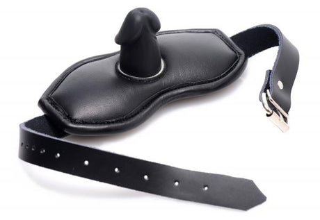 Leather Padded Silicone Penis Mouth Gag