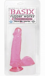 Basix Rubber Works 6 Inches Suction Cup Pink Dong