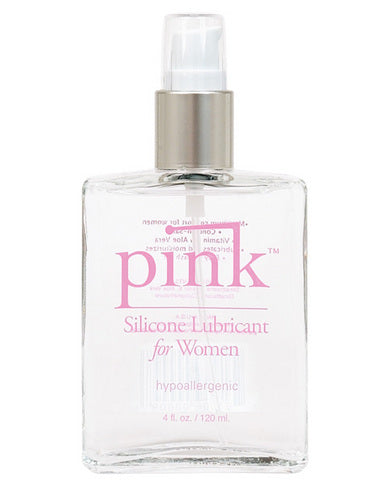Pink Silicone Lube 4 Oz Glass Bottle