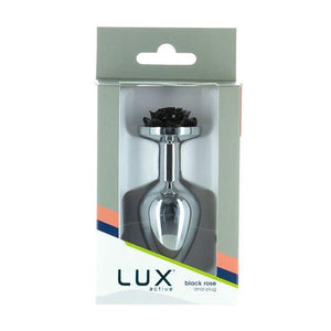 Lux Active Black Rose 3.5in Metal Butt Plug Medium