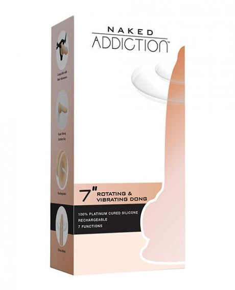 Naked Addiction 7" Rotating & Vibrating Dong W/Remote Flesh