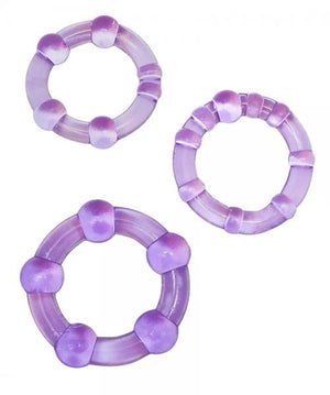 Beaded Elastomer C Rings 3 Pieces Pack Purple