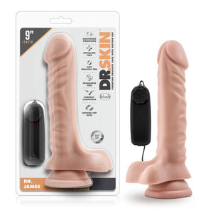 Dr James 9 Inches Vibrating Cock, Suction Cup Beige