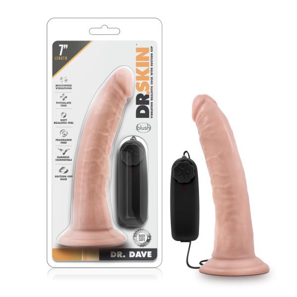 Dr. Dave 7 Inches Vibrating Cock, Suction Cup Beige