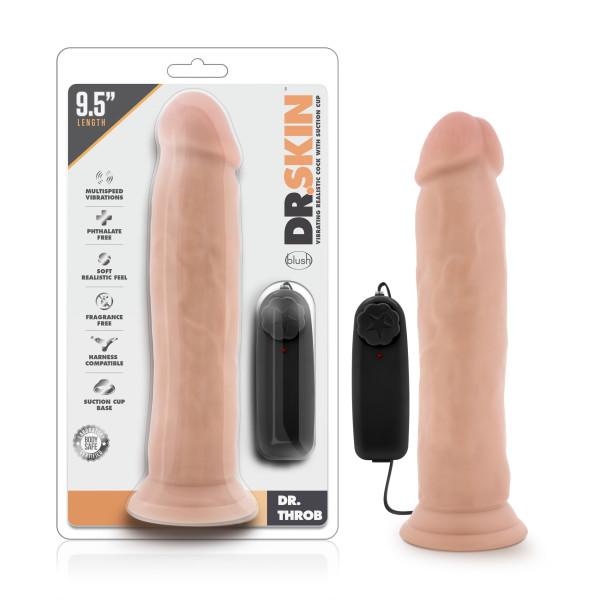 Dr. Throb 9.5 Inches Vibrating Cock, Suction Cup Beige