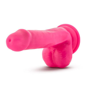 Neo 6 Inches Dual Density Cock With Balls Neon Pink