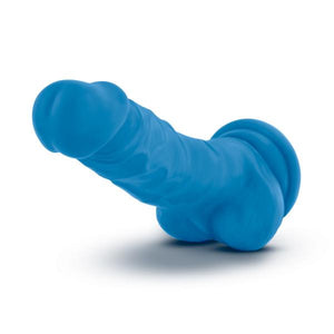 Blush Neo Dual Density 7.5" Cock W/Balls Neon Blue