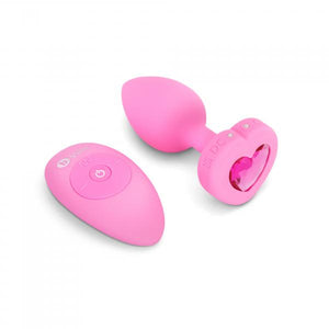 B Vibe Vibrating Heart Shaped Jewel Plug S/M Pink (Net)