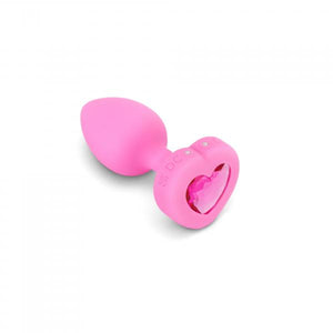 B Vibe Vibrating Heart Shaped Jewel Plug S/M Pink (Net)