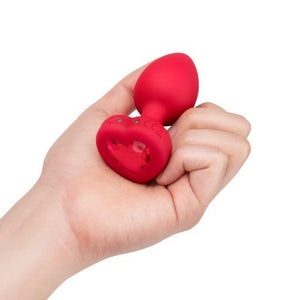 B Vibe Vibrating Heart Shaped Jewel Plug M/L Red (Net)