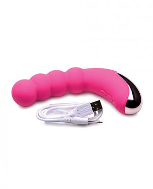 Gossip Silicone Beaded G Spot Rechargeable Vibrator Magenta