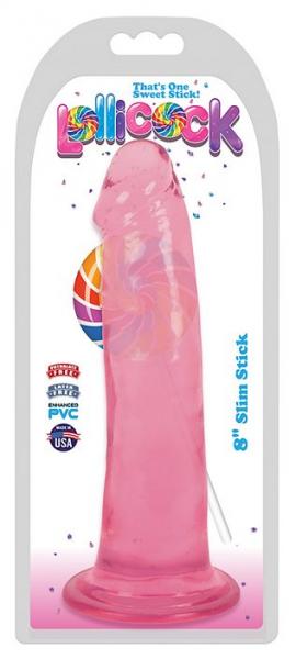Lollicock 8 Inches Slim Stick Dildo Pink Cherry Ice