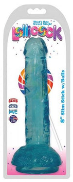 Lollicock 8 Inches Slim Stick Dildo Balls Blue Berry Ice