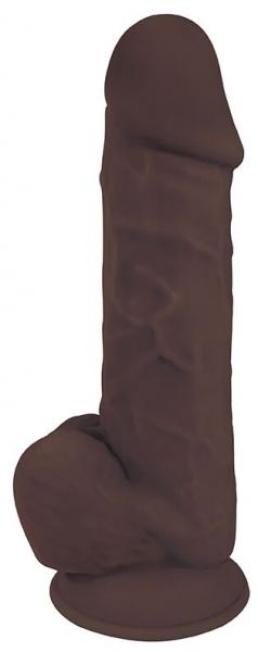 Fleshstixxx 8 Inches Silicone Dildo With Balls Brown