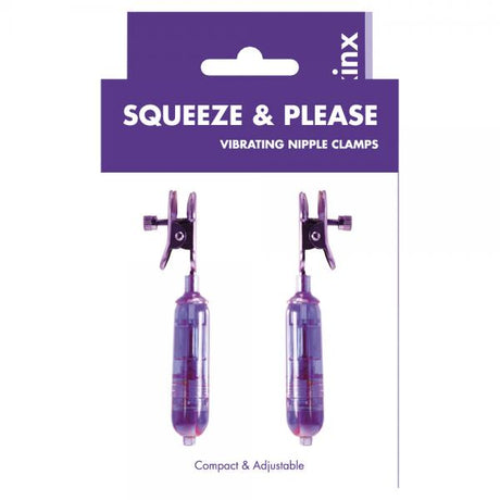 Squeeze And Please Vibe Nipple Clamps Purple Kinx
