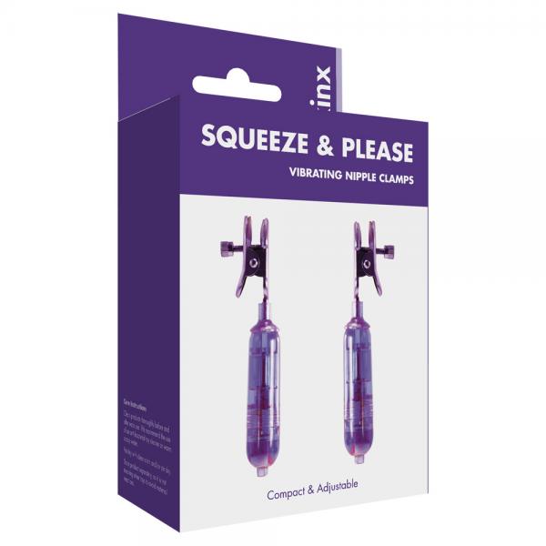 Squeeze And Please Vibe Nipple Clamps Purple Kinx