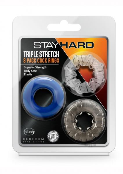 Stay Hard Triple Stretch Cock Rings Pack Of 3