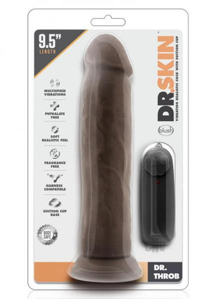 Dr Skin Dr Throb 9.5 Inches Vibrating Cock Suction Cup Brown