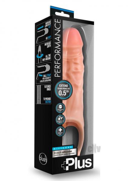 Performance Plus 9 Inches Silicone Cock Sheath Penis Extender Beige