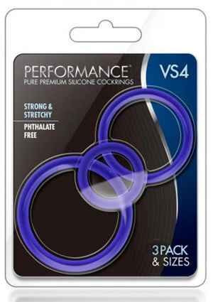 Performance Vs4 Pure Premium Silicone Cockring Set Indigo