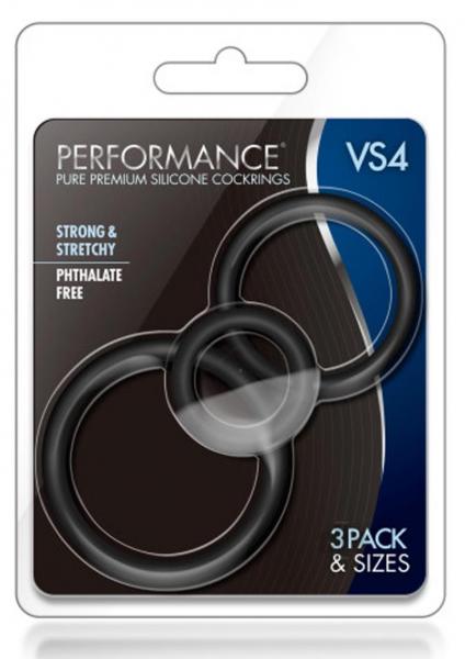 Performance Vs4 Pure Premium Silicone Cockring Set Black
