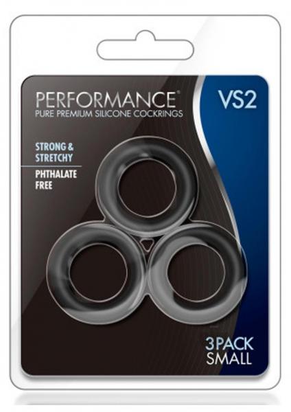 Performance Vs2 Silicone Cock Rings Small Black