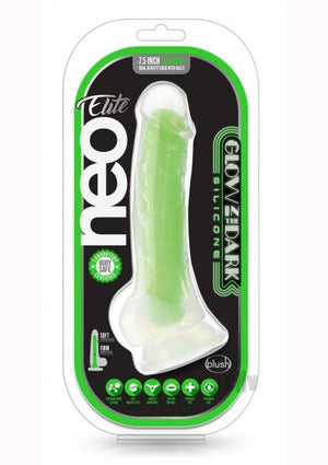 Neo Elite Viper Glow In The Dark 7" Silicone Dual Density Dildo Neon Green