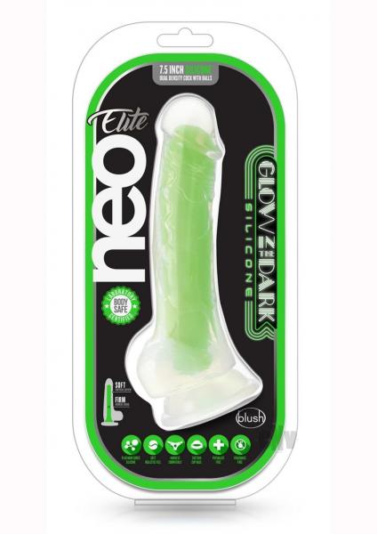 Neo Elite Viper Glow In The Dark 7" Silicone Dual Density Dildo Neon Green
