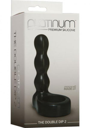 The Double Dip 2 Silicone Dual Penetration C Ring Black