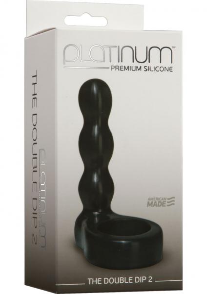 The Double Dip 2 Silicone Dual Penetration C Ring Black