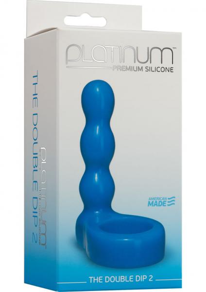 The Double Dip 2 Silicone Dual Penetration C Ring Blue